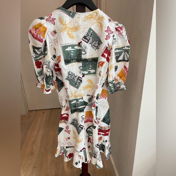 Reformation Carmelo Linen Wrap Mini Dress in Vacaciones Size XS - Picture 7 of 13